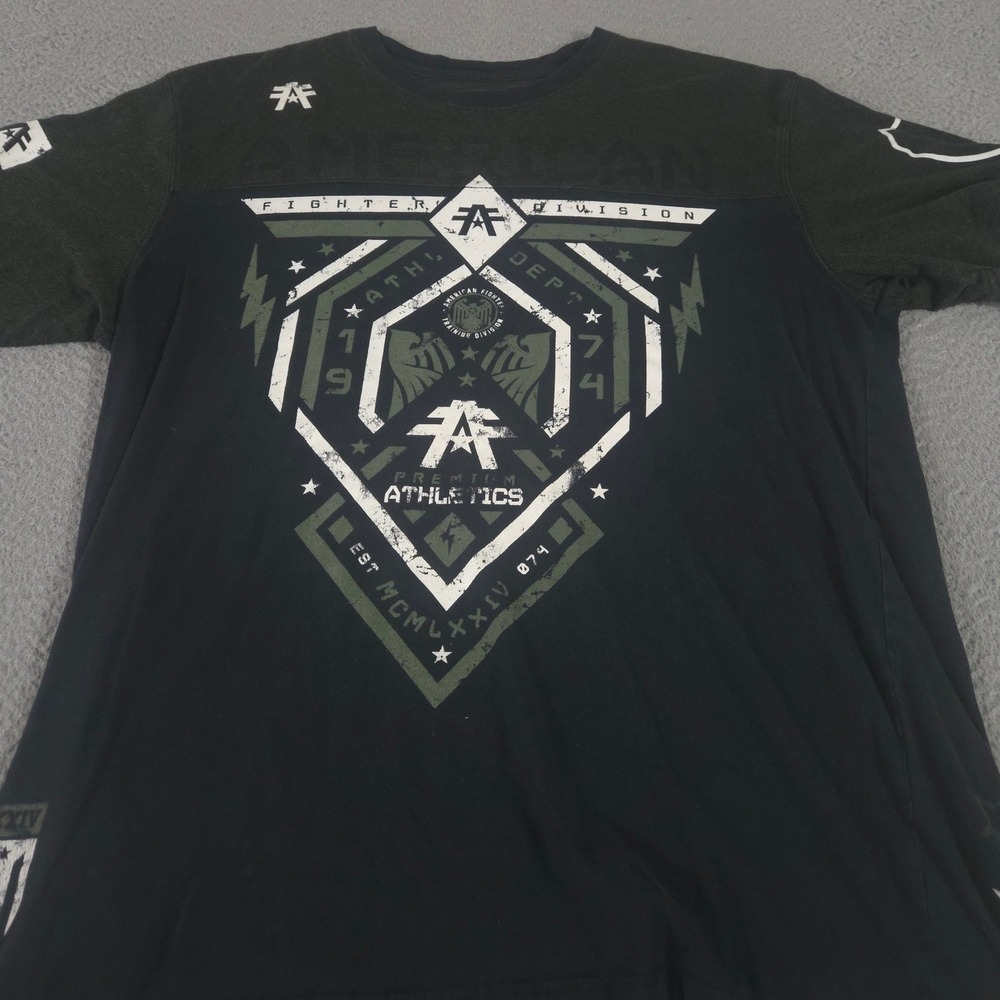 American Fighter Shirt Mens 3XL Black Olive Green Graphic MMA Gym Athletic Tee